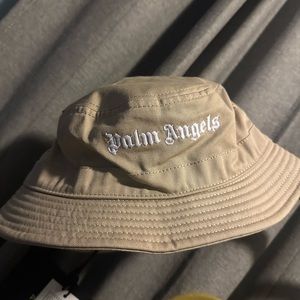 Palm Angels Beige Logo Bucket Hat
